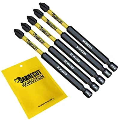 Imagen de 5 x SabreCut SCPH289_5 89 mm PH2 Juego de puntas destornillador impacto magnético Phillips Heavy Duty Compatible con Dewalt Milwaukee Bosch Makita y más