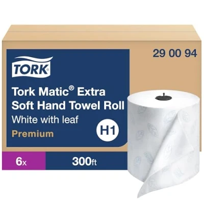 Imagen de Tork 290094 Premium Extra suave de papel toalla mano Rollo, Blanco (Pack 6)
