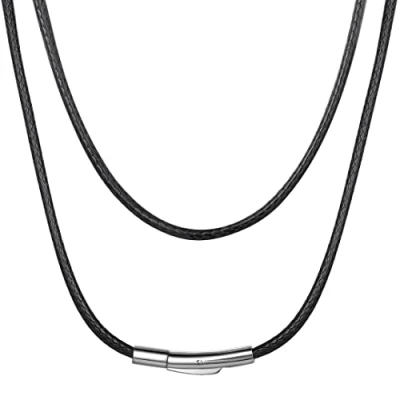 Imagen de ChainsHouse Collar de Piel Mujer Gargantilla Corta 46cm Cordon Cuero para Colgante Gratia Caja Regalo