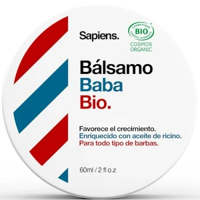 Imagen de Sapiens Barbershop Bálsamo Barba Hombre Orgánico 60ml Certificado Ecocert Cosmos Organic Cuidado Natural Con Aceite de Ricino Cera y Bigote (60 ml)