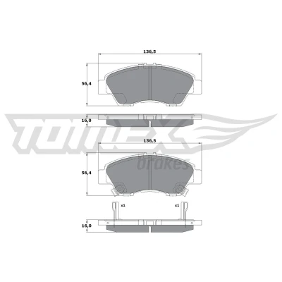 Imagen de TOMEX brakes TX 17 55 Juego de pastillas freno Eje delantero con avisador acústico desgaste HONDA: Jazz 3, CIVIC 8, Insight II Hatchback
