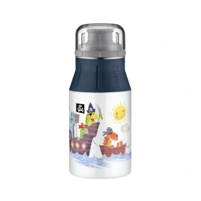 Imagen de alfi Kids Bottle 400 ml, Sea Adventures, cantimplora Infantil de Acero Inoxidable, Absolutamente estanca con tapón Rosca, Botella Ligera y Robusta, para Bebidas Gas, sin Marcas Huellas