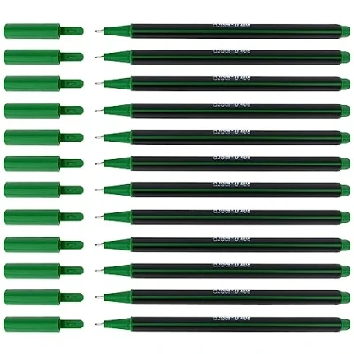 Imagen de D.RECT D408 Fineliner Adecuado para el Uso Diario, Escritura y Material Escolar Superfino, Ancho de Línea Aprox. 0,4 mm 12 Unidades Color Verde