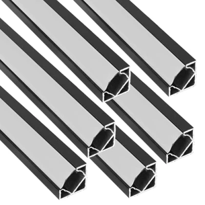 Imagen de Jandei Pack 6 Perfiles Aluminio en Tramos de 1 Metro, Forma V para Instalación Tira LED Esquinas a 90º, Difusor Semitransparente. Incluye Tapas y Clips Montaje (Negro)