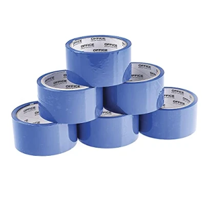 Imagen de OFFICER PRODUCTS 15025031 01 Cinta adhesiva para embalaje (6 rollos, 48 mm de ancho x 46 m largo), color polipropileno con adhesivo acrílico/cinta