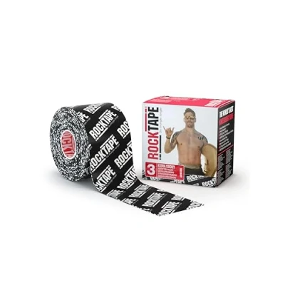 Imagen de Rocktape Kinesiology Tape Athletes, Extra pegajosos y resistentes al agua, reducen el dolor la recuperación de lesiones, 5 cm x m, sin cortar, H2O Logo negro