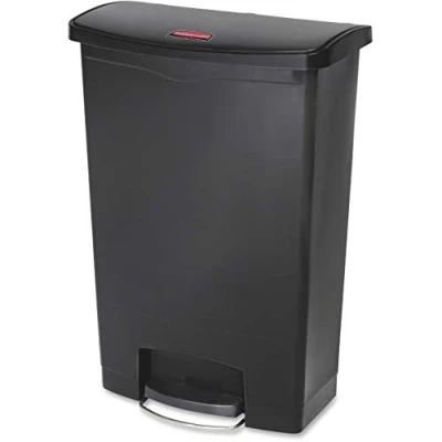 Imagen de Rubbermaid Commercial Products Slim Jim 1883615 Contenedor con pedal frontal, capacidad de 90 l, negro
