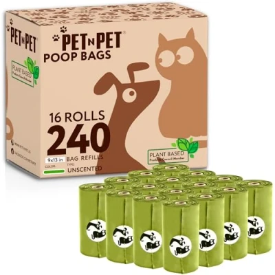 Imagen de PET N Bolsa compostable para excrementos de perros, 240 bolsas verduras duraderas, gruesas y a prueba fugas perros