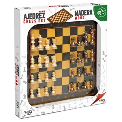 Imagen de Cayro Ajedrez + 7 Años Tablero y Fichas de Madera Juego Clásico Mesa para Niños Adultos 24 Piezas en 2 Colores Ideal Jugadores
