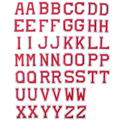 Imagen de J.CARP 52Pcs Red Alphabet A to Z Patches, Iron on Sew Letters for Clothing, Hats, Shoes, Backpacks, Handbags, Jeans, Jackets etc.