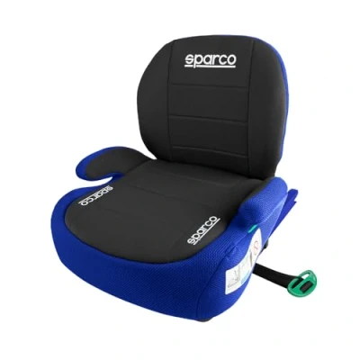 Imagen de Sparco F100KI Alzador Infantil con Respaldo y Conectores ISOFIX Para Niños de 125 a 150 cm (22 36 kg) Diseño Ergonómico Reclinable Tejido Lavable Azul Negro Homologado ECE R129/03
