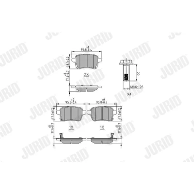 Imagen de JURID 573689J Juego de pastillas freno con avisador acústico desgaste accesorios FIAT: Tipo Familiar, Hatchback, Berlina