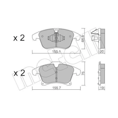 Imagen de METELLI 22 1039 1 Juego de pastillas freno excl. contacto avisador desgaste FORD: Mondeo 5 Kombi, Limousine, S Max Mk2