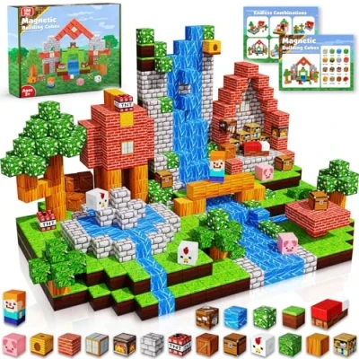 Imagen de Bloques magnéticos Juguete de construcción Mina magnética Mundo 100 Piezas magneticos construccion niños Creativo Montessori para a Partir 4 años