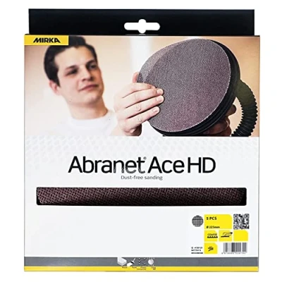 Imagen de Mirka Abranet Ace HD discos de malla Ø 225mm Velcro / grano P80 5 Para lijadoras pared y techo Lijado superficies duras, madera, masilla, barniz, metal