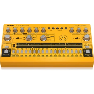 Imagen de Behringer RD 6 AM Caja de ritmos analógica clásica con 8 sonidos batería, secuenciador 16 pasos y efecto distorsión