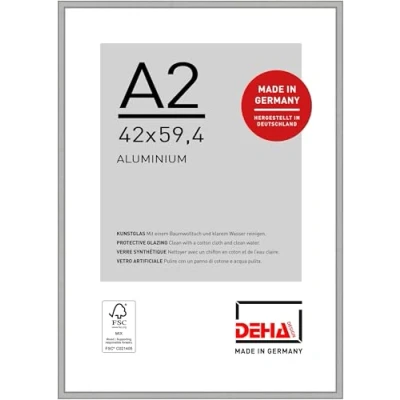 Imagen de DEHA Design marco de aluminio Boston, 42x59,4 cm (A2), Plata Mate