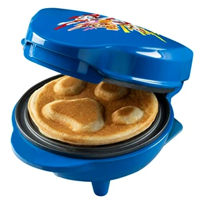 Imagen de Bestron Paw Patrol Gofrera, mini gofrera con diseño único de la Patrol, para fiestas cumpleaños infantiles, Pascua y Navidad, tamaño los gofres: Ø 10cm, producto licencia oficial, azul