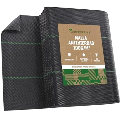 Imagen de GardenGloss 20m² Malla Antihierbas 100g/m² Permeable al Agua y Estable a los Rayos UV Geotextil Resistente desgarro para Jardín Tela Antihierba contra Las Malas Hierbas (10m x 2m, doblada)