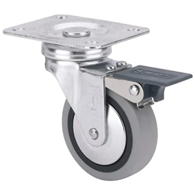 Imagen de Rueda Giratoria con Freno para Mobiliario Auxiliar, RUEDAS ALEX, B PGI, Fijación de Placa, Aro Goma, Ø 50 mm