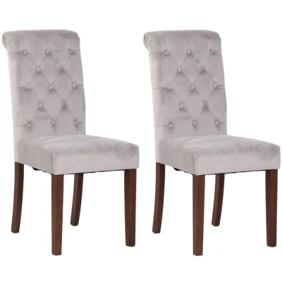 Imagen de CLP Set de 2 Sillas Comedor Lisburn En Tela o Terciopelo I Butacas con Respaldo Alto &amp; Base Madera 4 Patas, Color:Gris, Material Base:Terciopelo