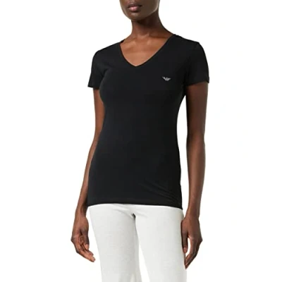 Imagen de Emporio Armani Underwear V Neck T Shirt Iconic Cotton, Camiseta Mujer, Negro (Black), S