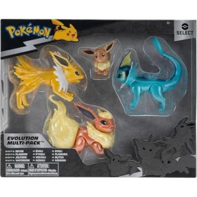 Imagen de Pokémon Select Evolution Multipack (2&quot; Eevee #1, 3&quot; Jolteon, Vaporeon, Flareon)