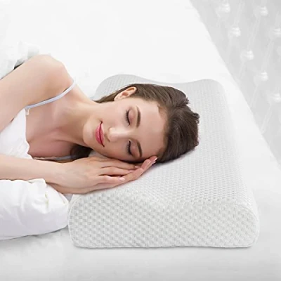 Imagen de Findigit Almohada Cervical, de Cuello Opcional Altura, Viscoelastica, Forma Ergonómica Adecuada para Todos los Durmientes (70x40x11/9CM)