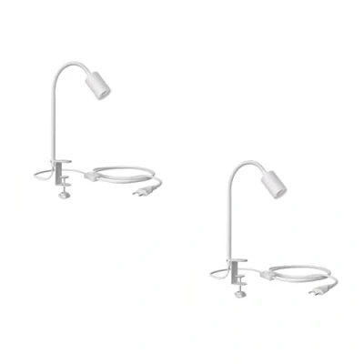 Imagen de ledscom.de 2 unid. lámpara de pinza, cuello cisne LELE, interruptor, blanco mate, 1x E27 máx. 60W