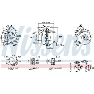 Imagen de NISSENS 93830 Turbocompresor de gases escape refrigerado con aceite, rerigerado por agua RENAULT: GRAND SCENIC 2, ESPACE 4, LAGUNA 2