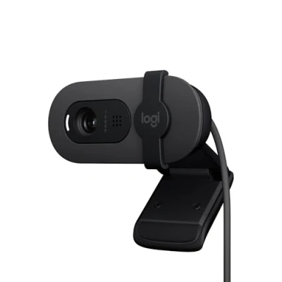 Imagen de Webcam Logitech Brio 100, Iluminación automática, Full HD 1080p, USB, Micrófono omnidireccional integrado, Tapa de privacidad, PC Mac, Negro