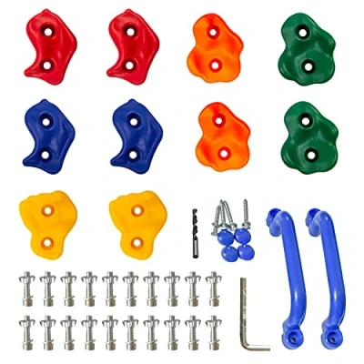 Imagen de KINSPORY Escalada de Roca para niños, 10 PCS Textured Escalada, Rock Climbing, Rocódromos, Viene con 2 Asas Azules, Material fijación Incluido