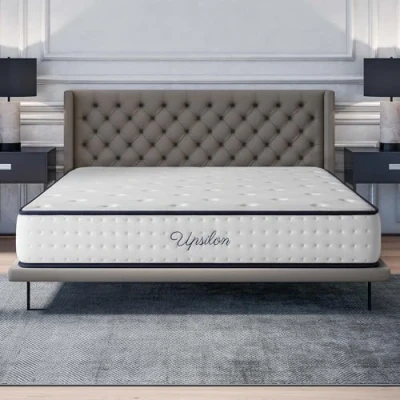Imagen de COSMOS Colchón Viscoelástico 140x190 cm Altura 24 Upsilon Espuma HR y Blue Latex Semifirme, Transpirable, Hipoalergénico, Ergonómico Cara Invierno Verano, 7 Zonas Confort
