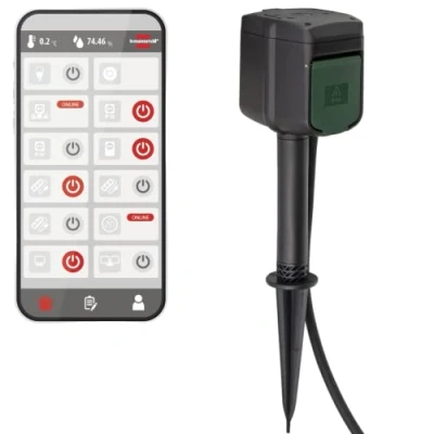 Imagen de Brennenstuhl Connect Enchufe Inteligente para jardín y Exteriores / 2 enchufes controlables Individualmente (Compatible con 2.4 GHz WiFi, Alexa Google Assistant, programables, Cable de 3m)