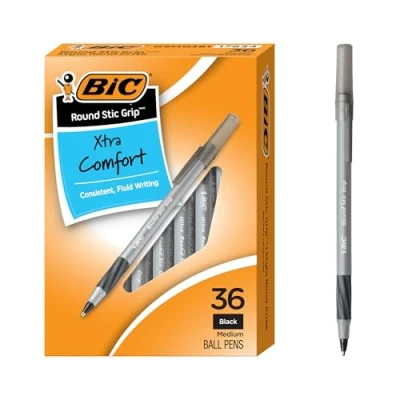 Imagen de Bic Bolígrafo Stic Grip, color negro 36 Count