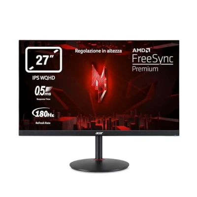 Imagen de Acer Nitro XV1 XV271U M3 Monitor Gaming 27&quot; WQHD IPS 180 Hz (68,6 cm, 2560x1440, 16:9, 250 Nits, Tiempo de Respuesta 1ms VRB, AMD FreeSync Premium, HDMI 2.0/DP 1.2) PC Gaming, Color Negro