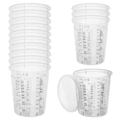 Imagen de 20pcs Vasos Mezcladores De Pintura 680ml, Vaso Medidor, Mezclador Con Tapa Tazas Mezcla Taza Graduada Para Medir Cocinar Resina Epoxi Pigmento Medicación