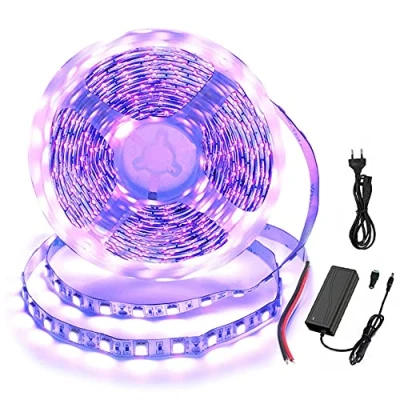 Imagen de Kit de Tira luz negra, 30W 12V led Cuentas lámpara UV negra flexible fluorescente neón para iluminación escenario fiesta baile (5050SMD)