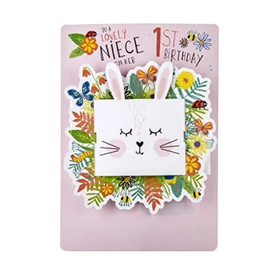 Imagen de Hallmark Tarjeta de primer cumpleaños para sobrina, diseño 3D troquelado