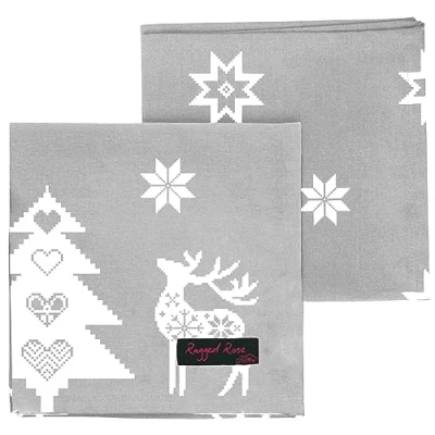 Imagen de Ragged Rose Servilletas de Algodón Navidad (4 Unidades), Color Gris y Blanco 40 x cm