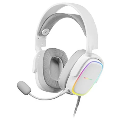 Imagen de MARSGAMING MHAXW Blanco, Auriculares RGB Multiplataforma+Mic extraíble, 53mm HIFI