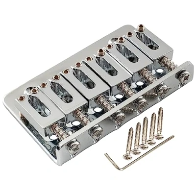 Imagen de Musiclily 52,5mm Puente Guitarra Fixed Hardtail Bridge para Eléctrica Strat Tele, Cromado