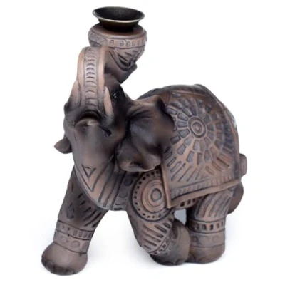 Imagen de Puckator Quemador de Incienso Efecto Madera Elefante Paz Oriente Porta, Cera, Multicolor, único