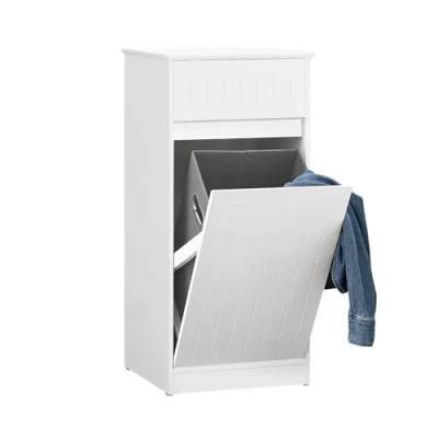 Imagen de SoBuy BZR110 W Cesto para Ropa Sucia Armario Multifuncional de baño con 1 y Cajón Blanco 40 x 39 86 cm ES