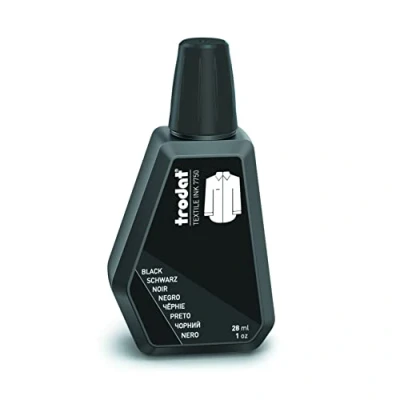 Imagen de Trodat Tinta textil 7750A, color negro para marcar la ropa, 28 ml