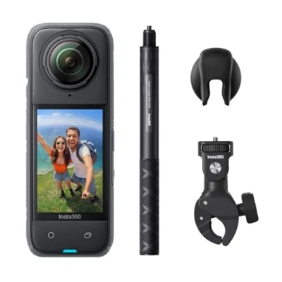 Imagen de Insta360 X4 Pack Motero Cámara de acción Impermeable 8K 360, Vídeo 4K Gran Angular, Efecto Selfie Stick Invisible, Protectores Lente Extraíbles, 135 Min Batería, Edición IA, No Tarjeta MicroSD