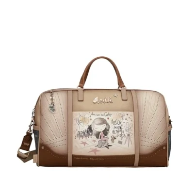 Imagen de Anekke Bolso de Viaje Mujer Tamaño Grande Cierre Cremallera 2 Asas Mano y 1 Bandolera Colección Hollywood Accesorios Complementos Medidas 51x29x22 cm