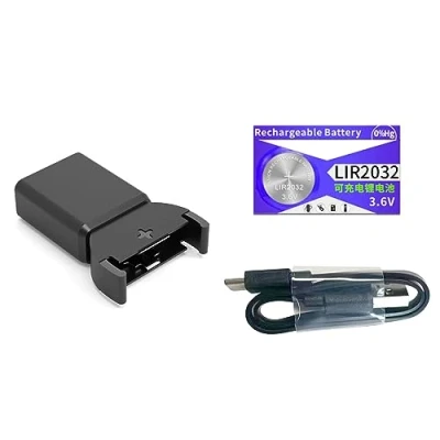 Imagen de KANGQL cargador + batería LIR2032 cable, de pilas botón iones litio recargables tipo C para LIR1632 LIR2025 LIR2016 LIR2032H, A