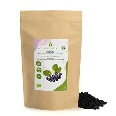 Imagen de Bayas de Aronia Secas Orgánicas (500g), Enteras Sin Azúcar Cultivo Orgánico, 100% Naturales y Puras, Snack Frutas Listas para Comer, Veganas