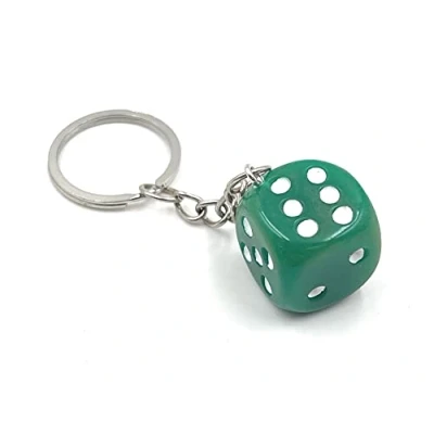 Imagen de H Customs dados de juego suerte verde llavero colgante, verde, Talla única